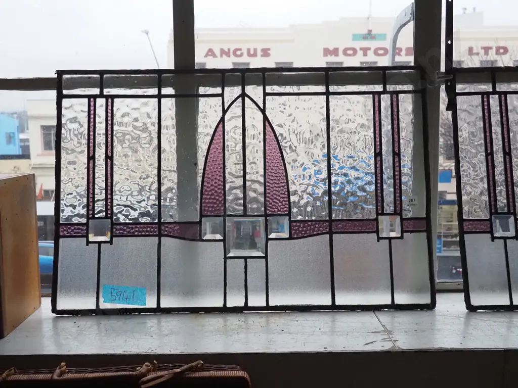 2 leadlight glass panels H-550 W-830 Image 1++