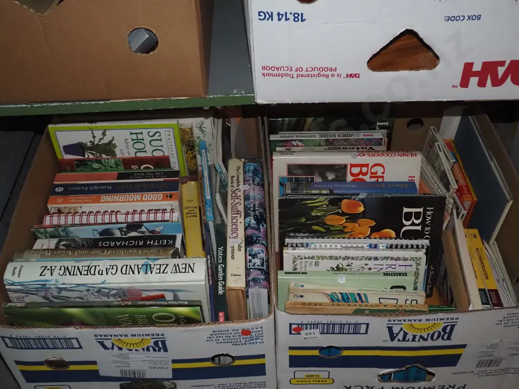 2 boxes of gardening and other books - red dots Image 1++