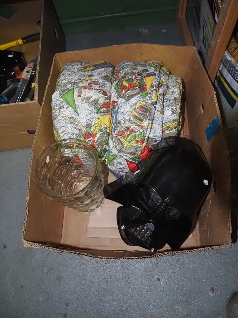 box; vintage child's sleeping bag, Darth Vader mask etc Image 1++