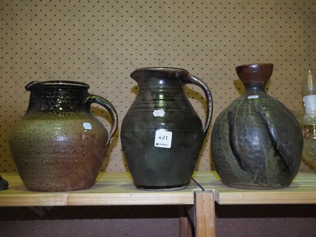 studio pottery bottle, 3 jugs Image 1++