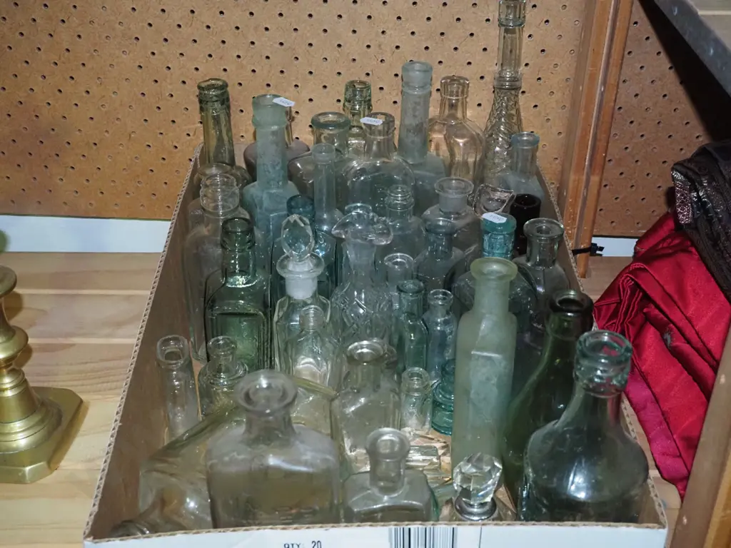 box of vintage glass bottles Image 1++