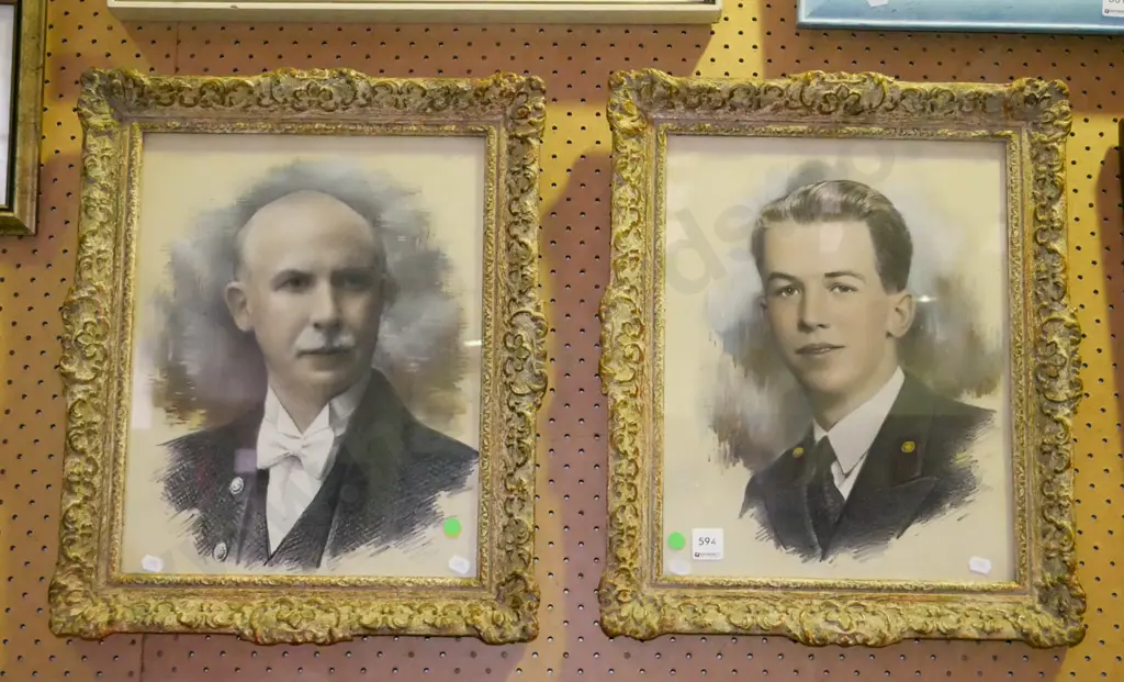 2x hand coloured photographs - portraits Image 1++