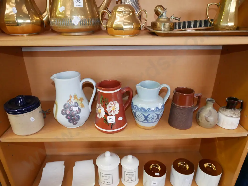 shelf, pottery & stoneware jugs, lidded storage canister Image 1++