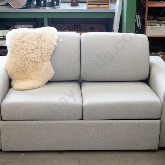 contemporary gray uphostered divan bed, very good condition