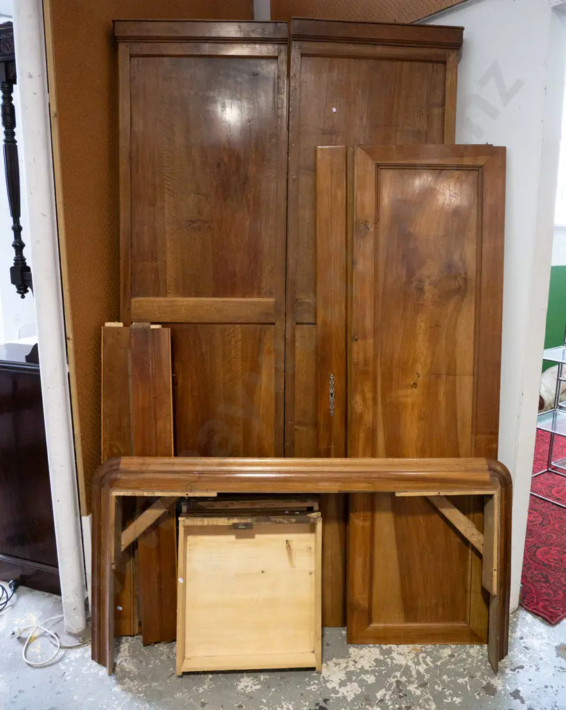 Victorian mahogany 2 door wardrobe with 2 fitted lower drawers  Image 1++