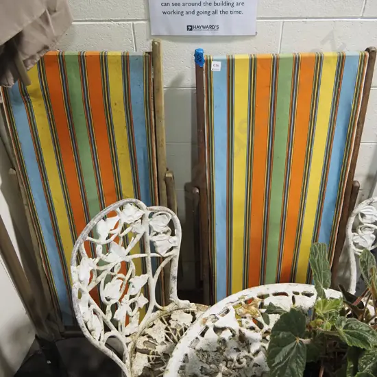 2x striped retro sun loungers
