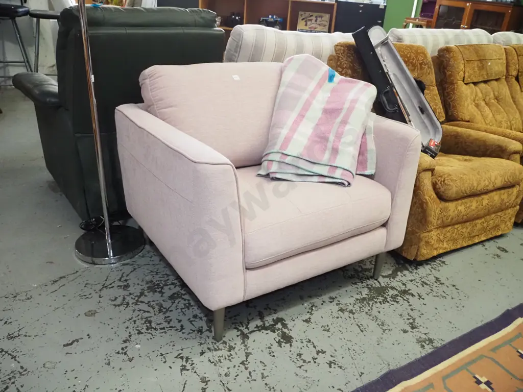 cream upholstered modern armchair Image 1++