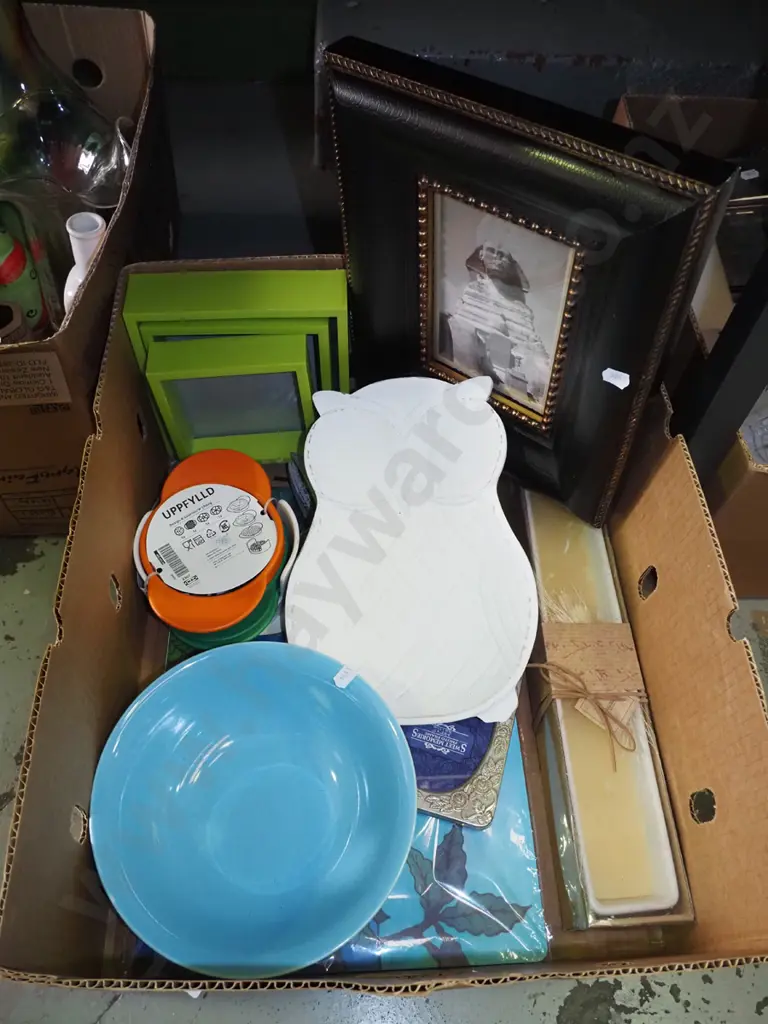 box of bowl, owl serving dish, framed photo, etc. Image 1++