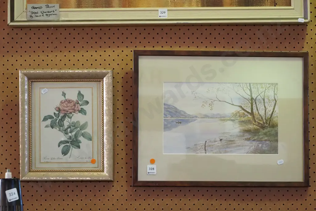 framed rose print and framed watercolour Image 1++