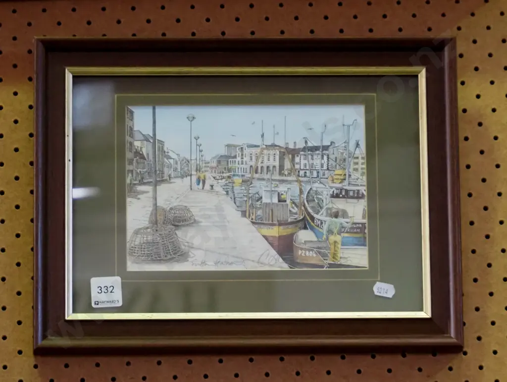 framed signed print - fishing boats Image 1++