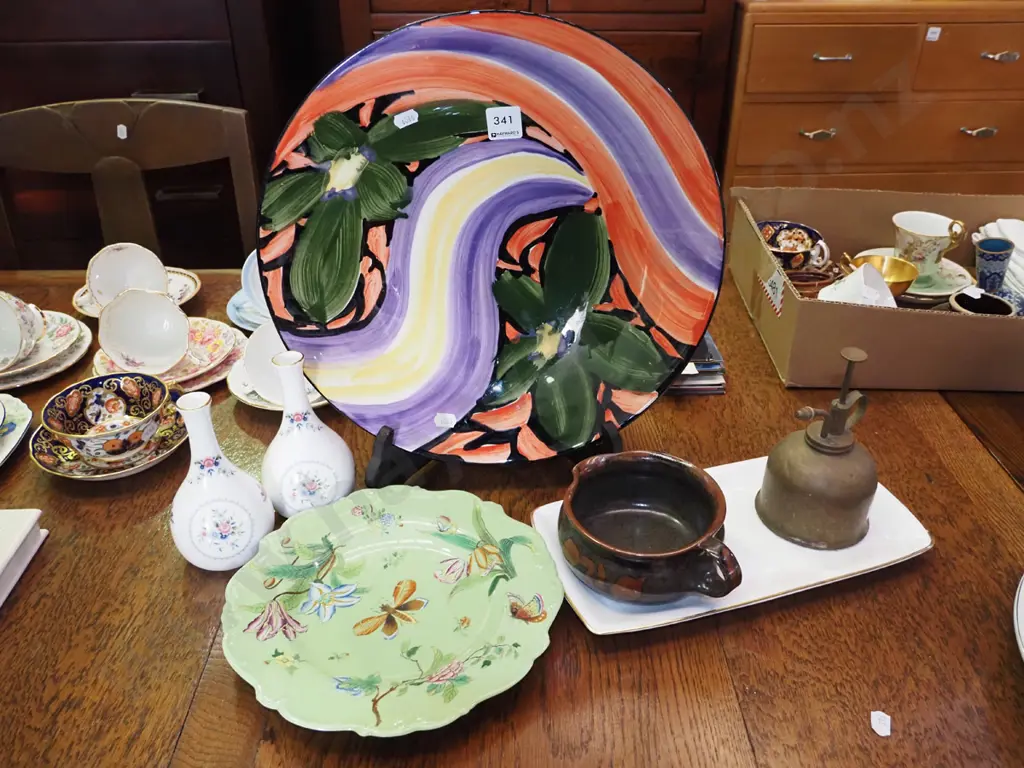 hand painted Tecla ceramics fruit bowl, Wedgwood bud vases,  studio pottery jug etc Image 1++