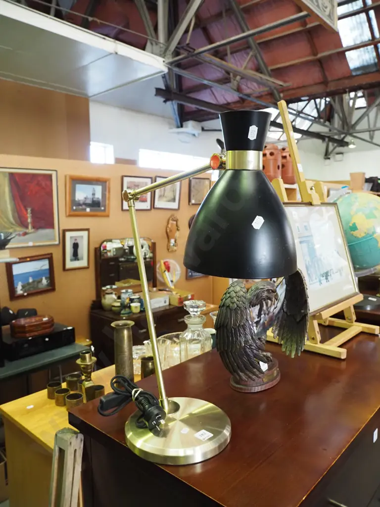 brass and black metal adjustable desk lamp Image 1++