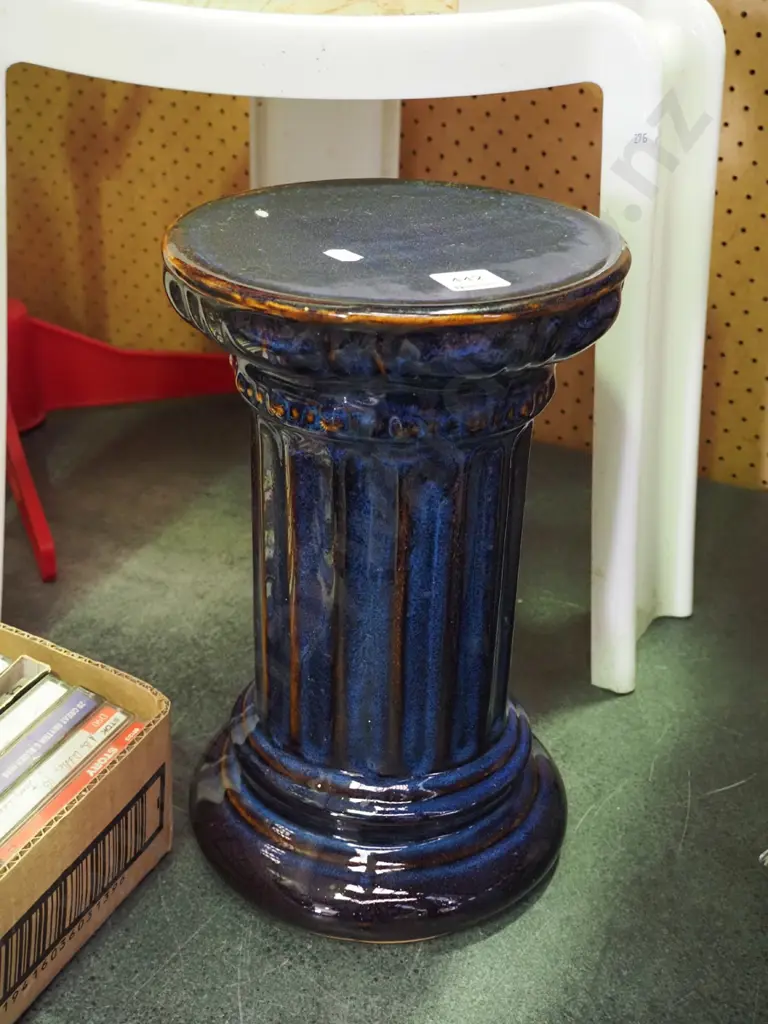 blue glazed jardiniere stand H-320 Image 1++