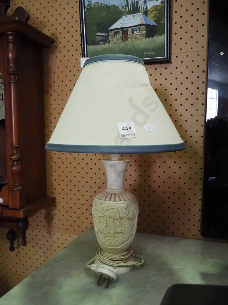 Asian composite based table lamp H-380 - some damage to shade Image 1++