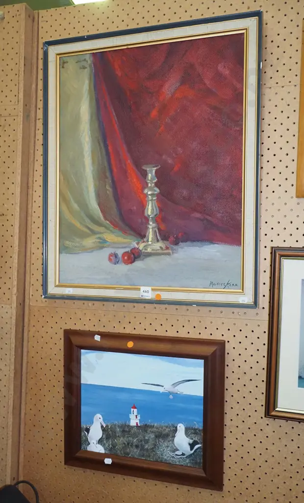framed oil on board - candlestick, framed oils - albatross - orange dots Image 1++