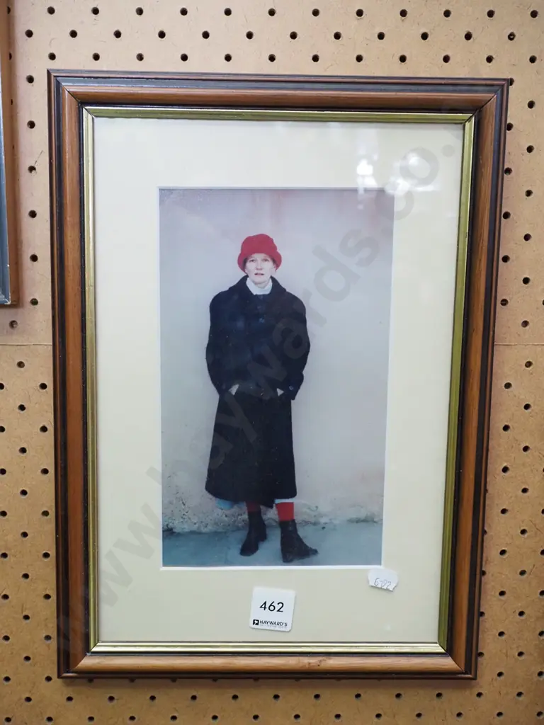 framed photograph - woman with red hat Image 1++