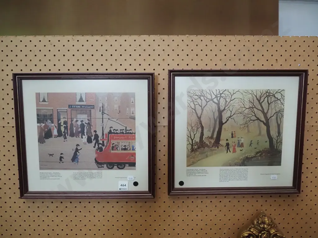 2x framed Helen Bradley prints - black dots Image 1++
