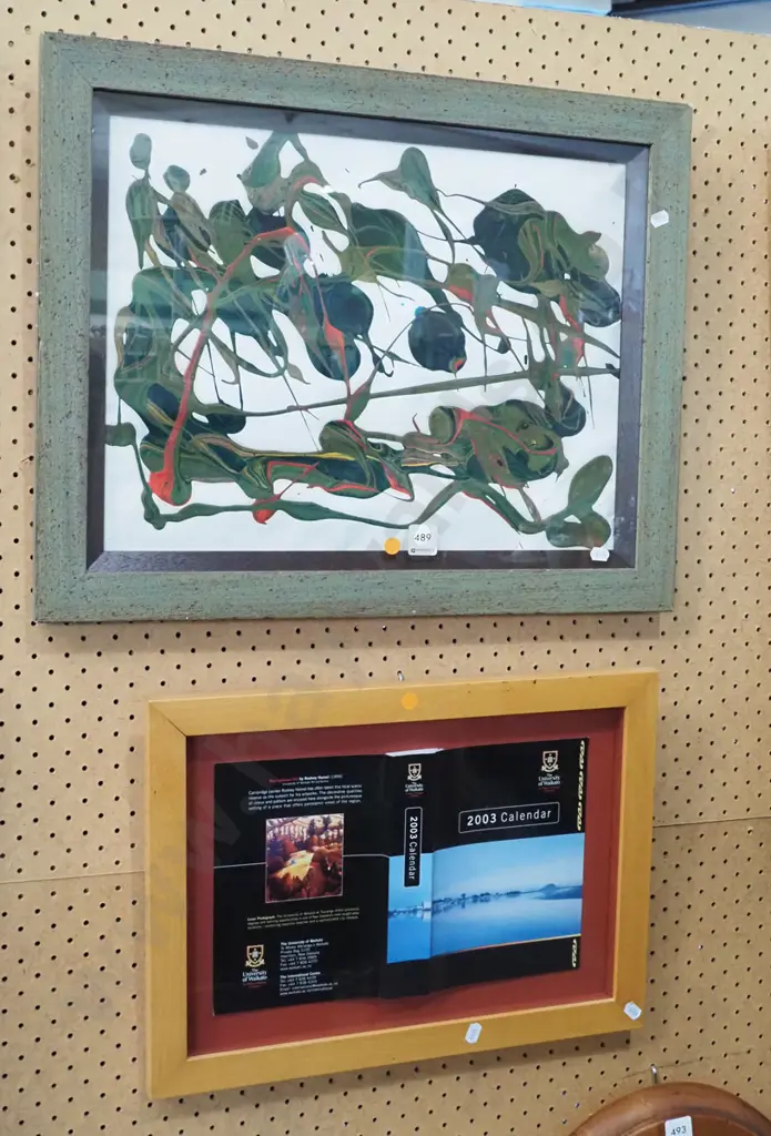 framed acrylic - abstract, framed University of  Waikato 2003 cover - orange dots Image 1++