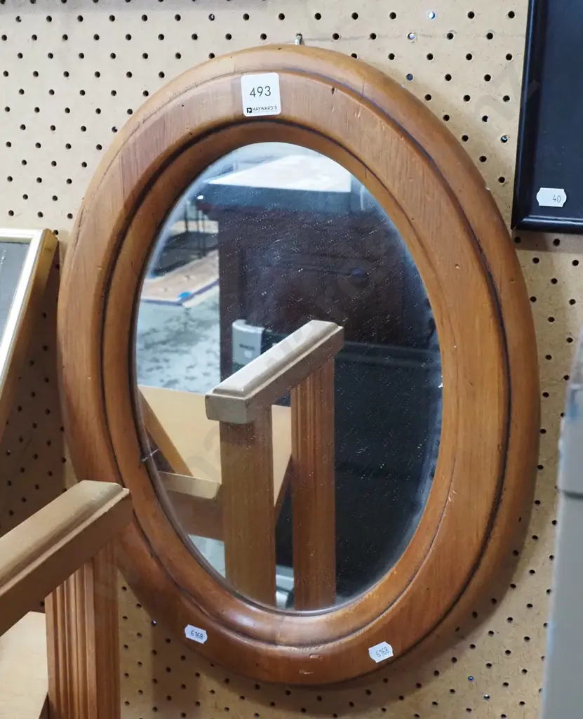 recycled rimu framed oval wall mirror Image 1++