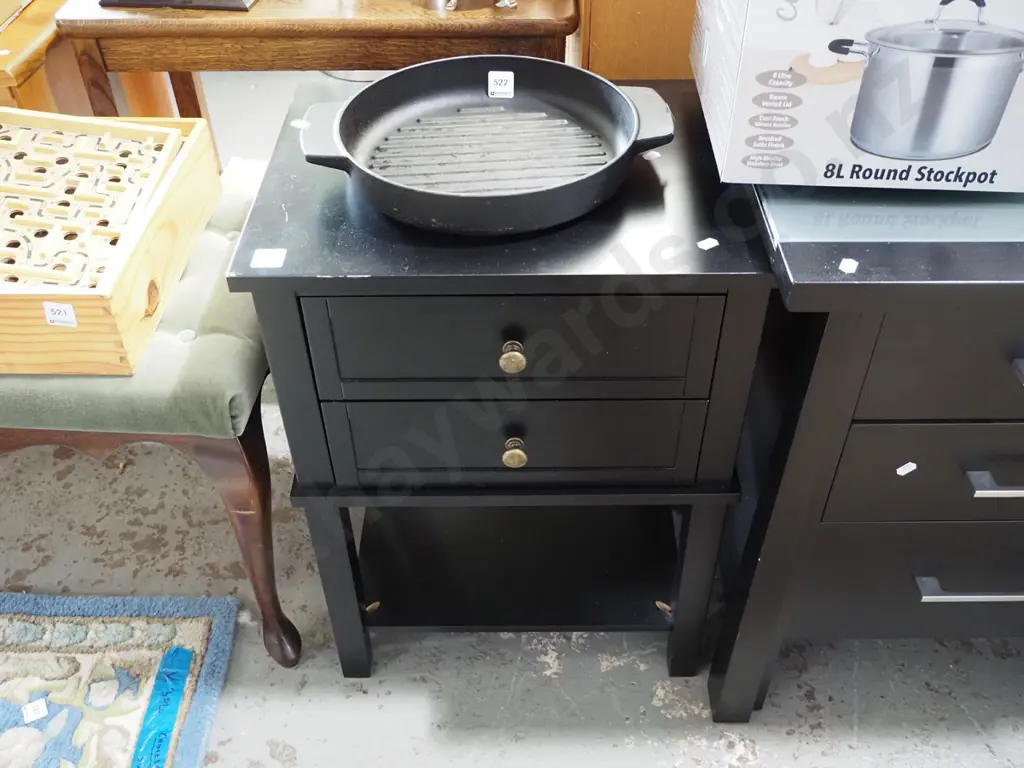 mdf black painted 2 drawer bedside cabinet Image 1++