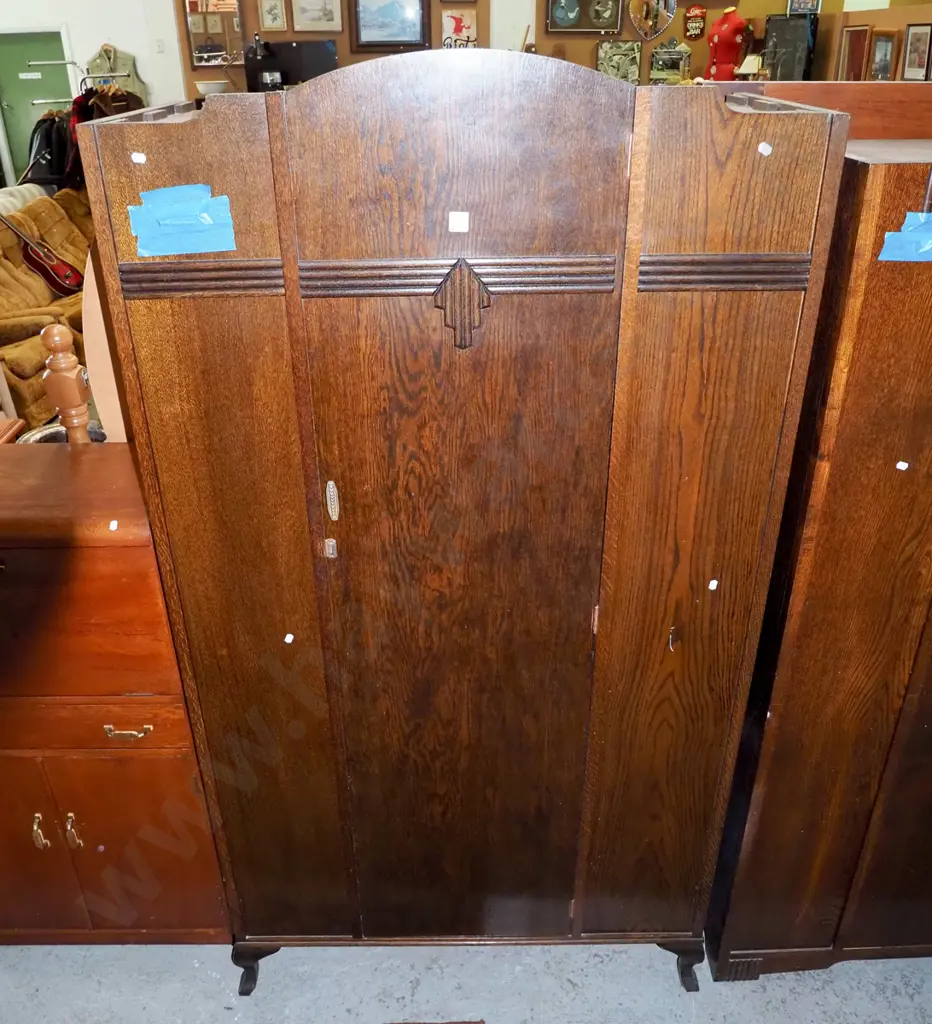 deco oak single drawer wardrobe H-1850 W-990 D-470 Image 1++