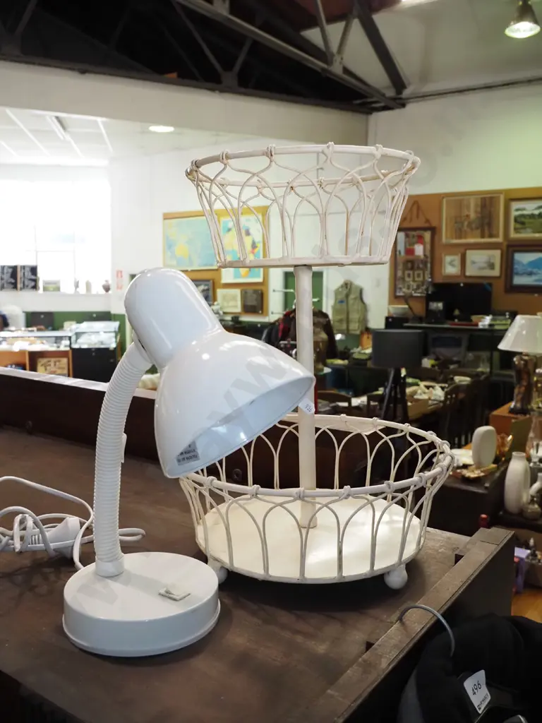 metal 2 tier fruit stand, small desk lamp Image 1++