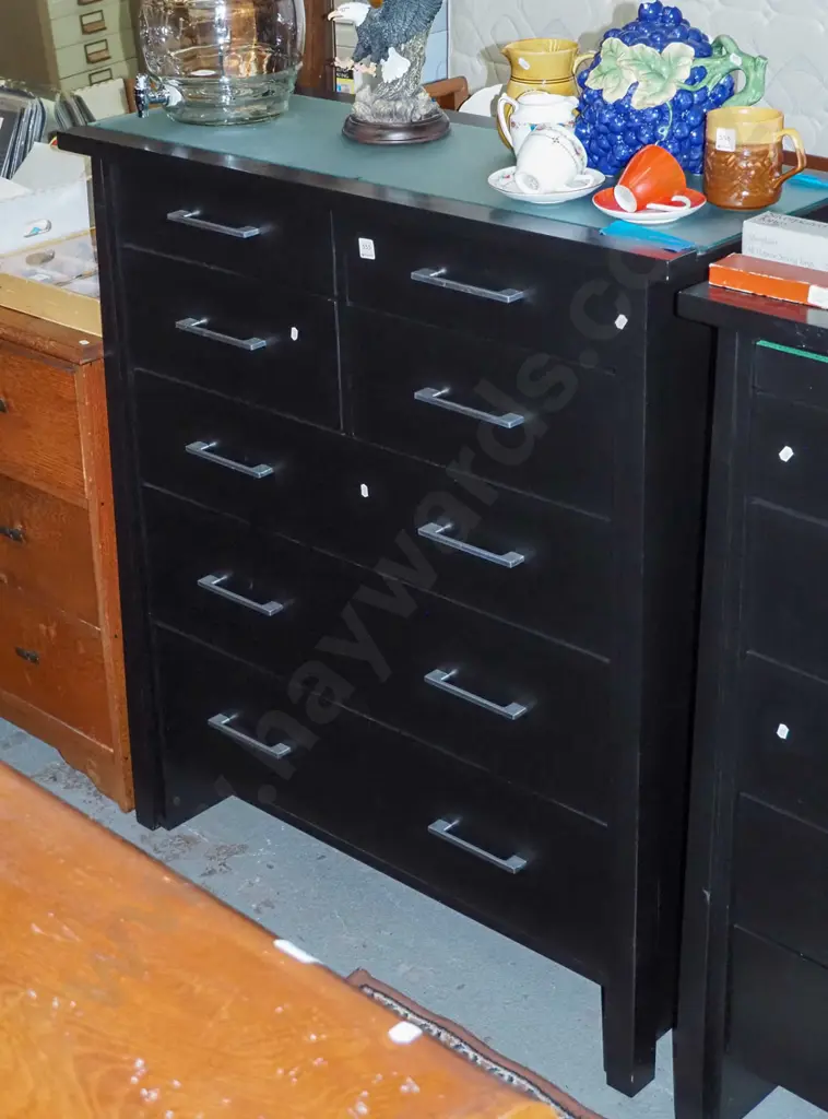 mdf black painted 7 drawer tall boy H-1170 W-1070 D-440 Image 1++