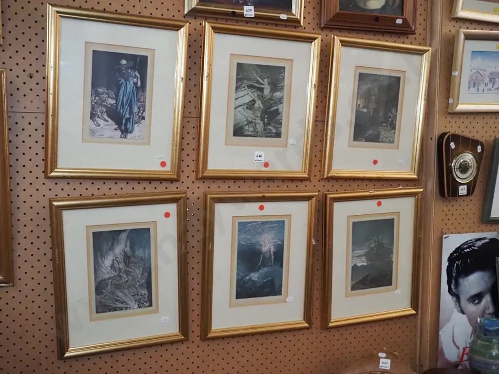 6x framed fantasy prints - red dots Image 1++