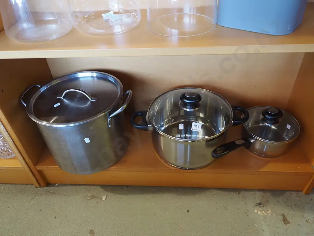 stock pot, 2x other glass top pots Image 1++