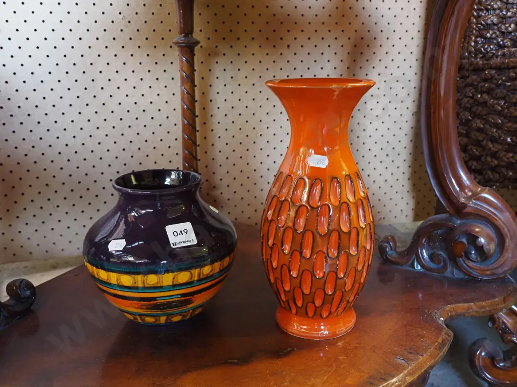 German pottery vase and an Italian vase with some small chips to glaze H-250 Image 1++