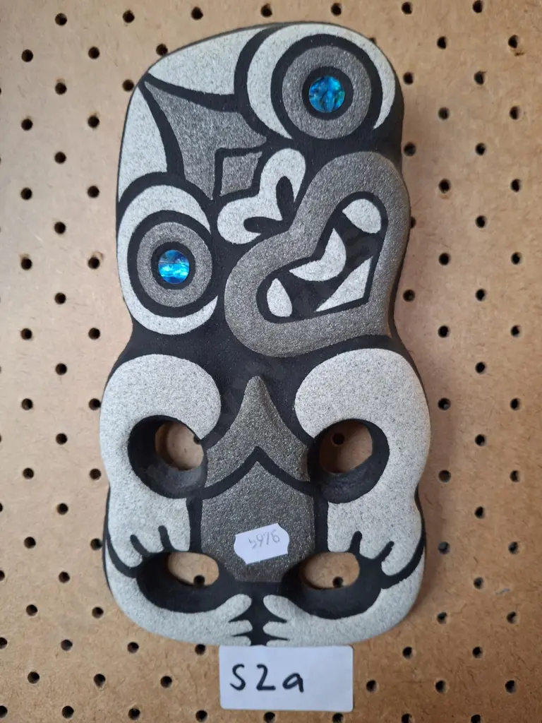 contemporary composite wall hanging  tiki with paua inset eyes Image 1++