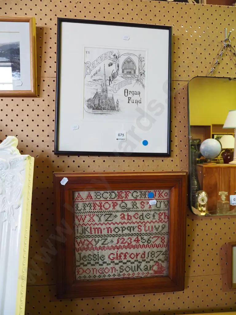 framed sampler, Knox Church Organ Fund print Image 1++