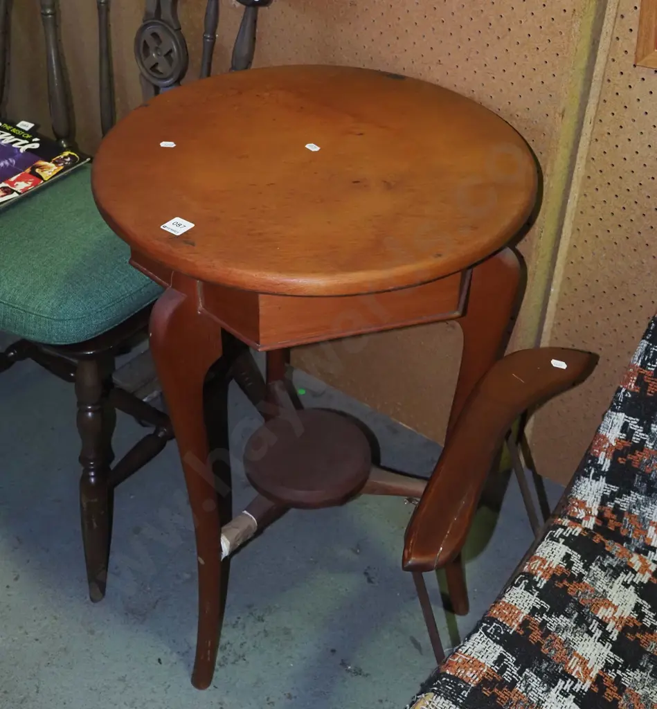 kauri partially restored lamp table - leg needs attention Image 1++