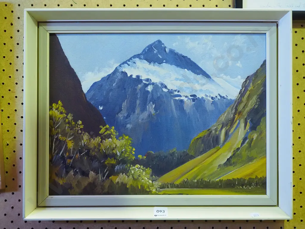 framed oil - mountain scene Image 1++