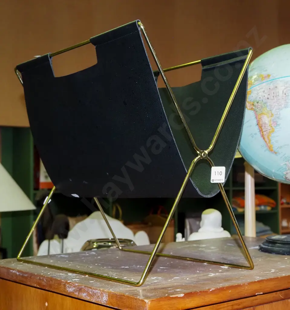 brass and vinyl magazine rack Image 1++