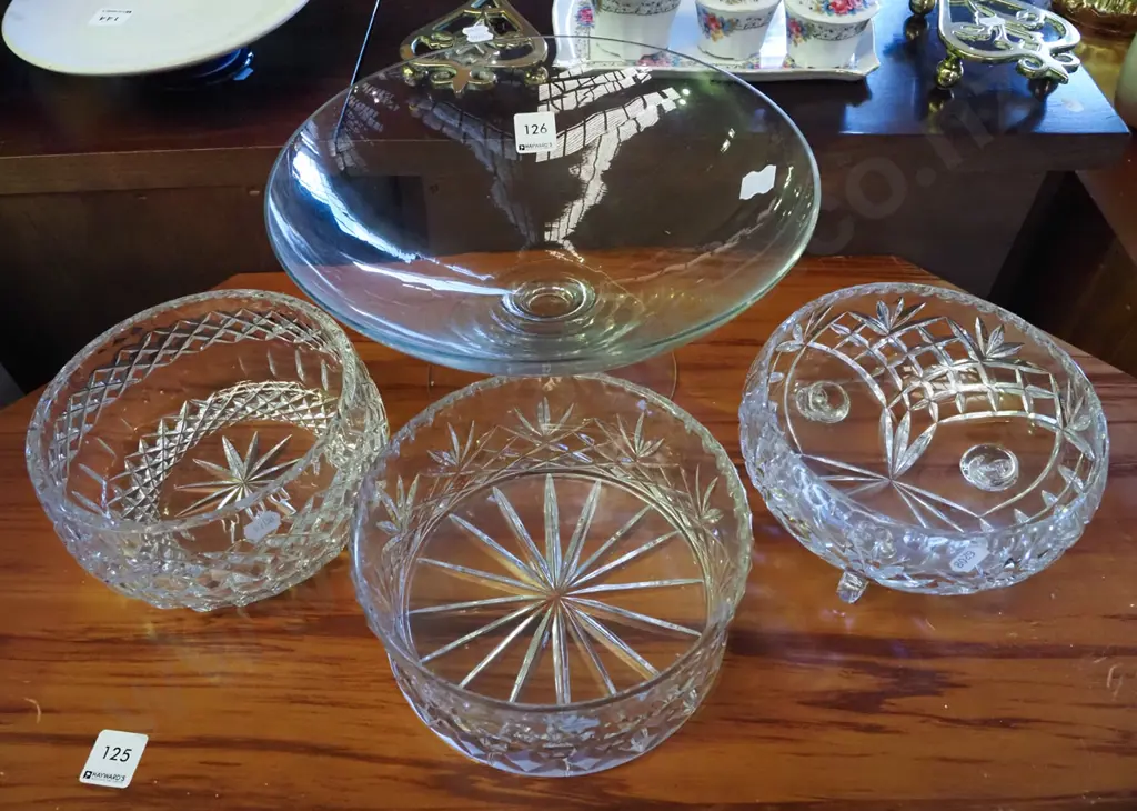 3x cut crystal bowls, large comport  Image 1++
