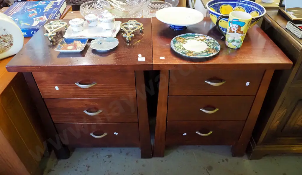 pair of modern 3 drawer bedside cabinets Image 1++