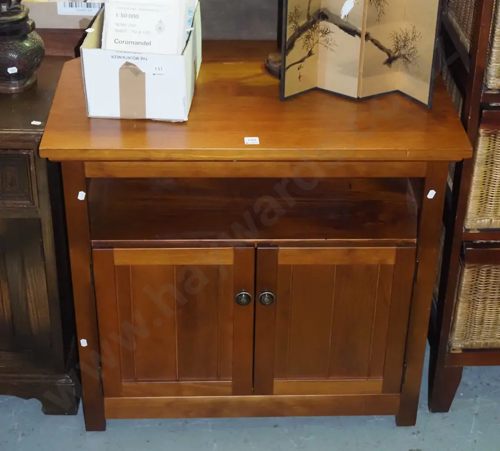solid pine 2 door entertainment unit H-710 W-760 D-480 Image 1++