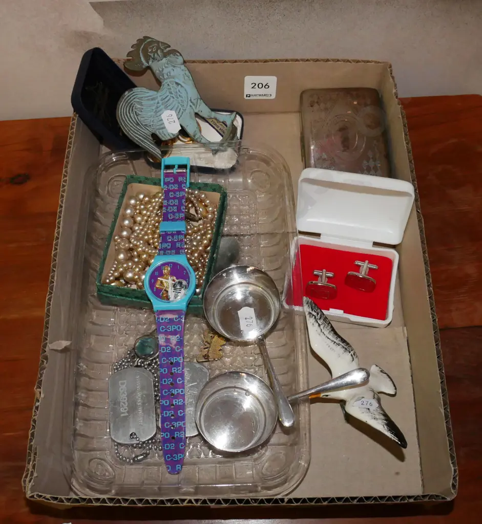 box; Star Wars watch, bird figurine, NZ Post Office cuff links etc Image 1++