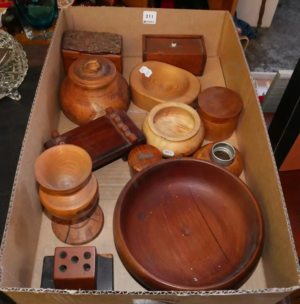 turned wooden bowls, wooden trinket boxes etc Image 1++