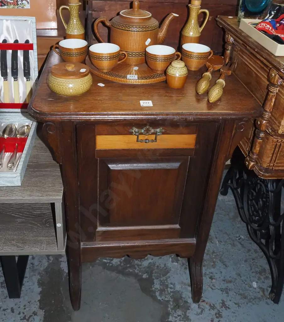 mahogany drop front storage chest with removable tin liner  Image 1++