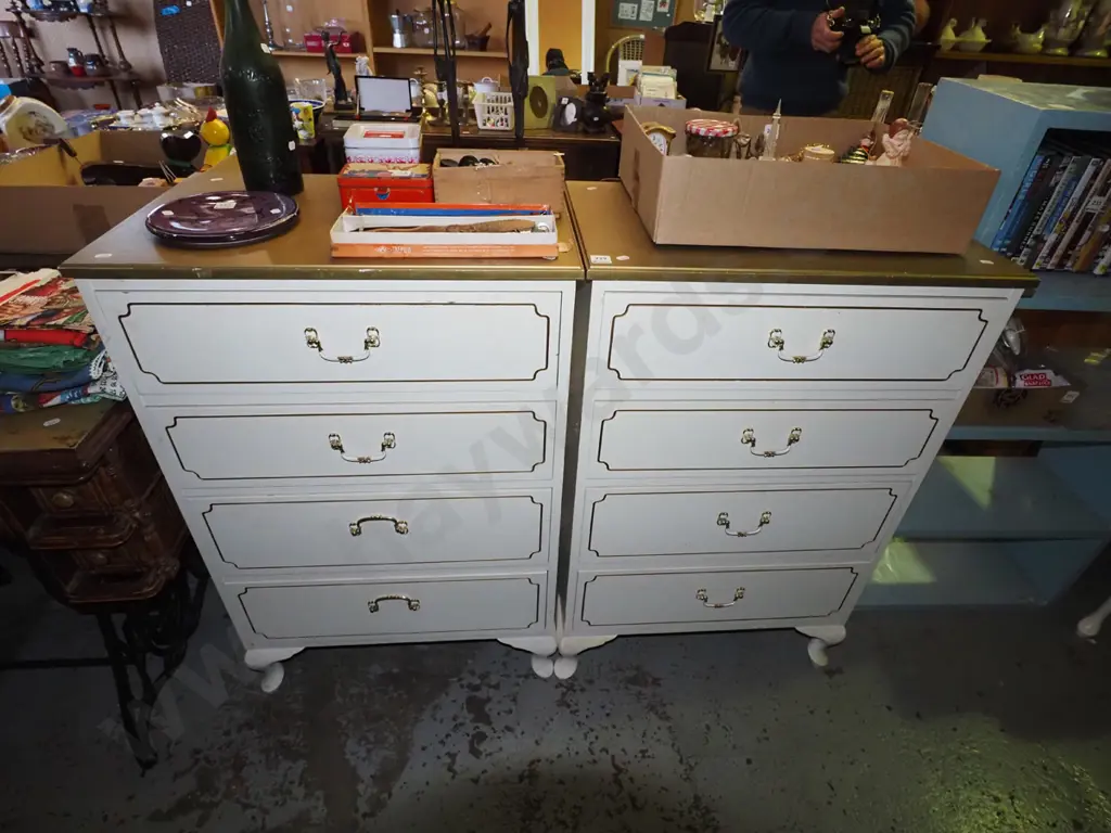 pair of mdf painted 4 drawer chests H-940 W-610 Image 1++