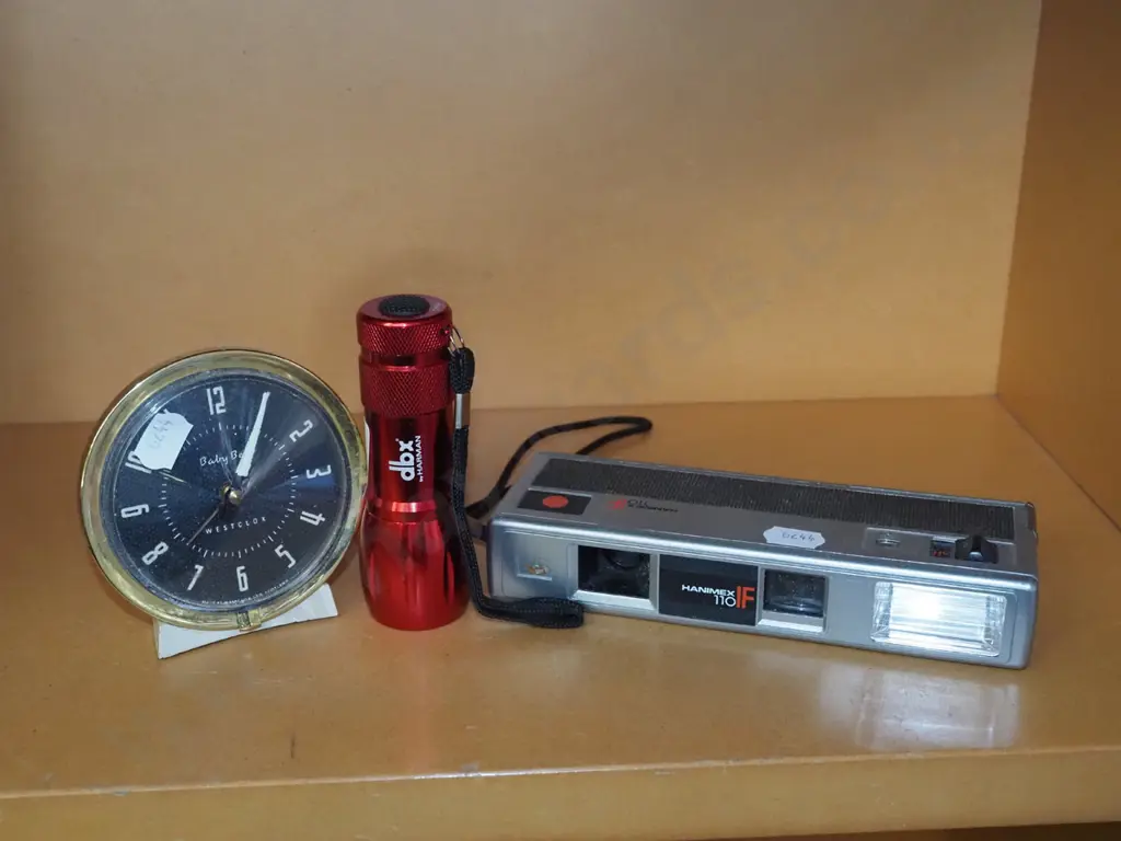 small torch, Haminex 110 camera, bedside clock Image 1++