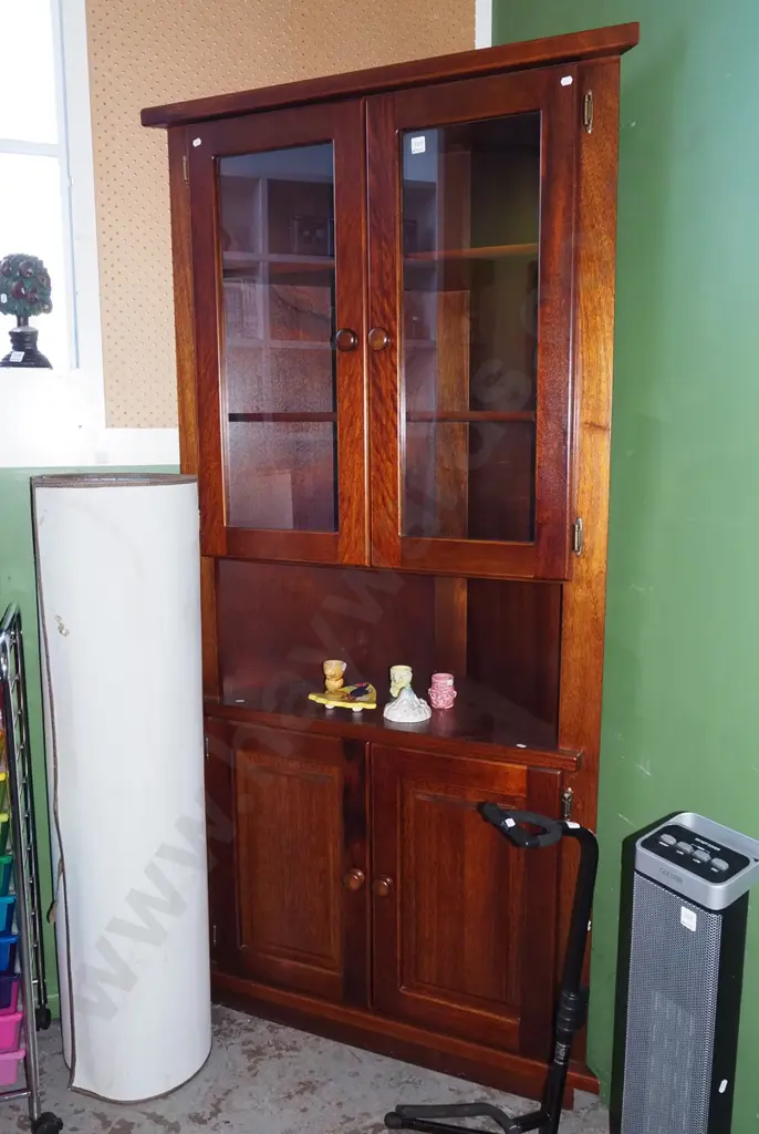mahogany corner unit with 2 solid and 2 glazed doors H-1910 W-970 D-530 Image 1++