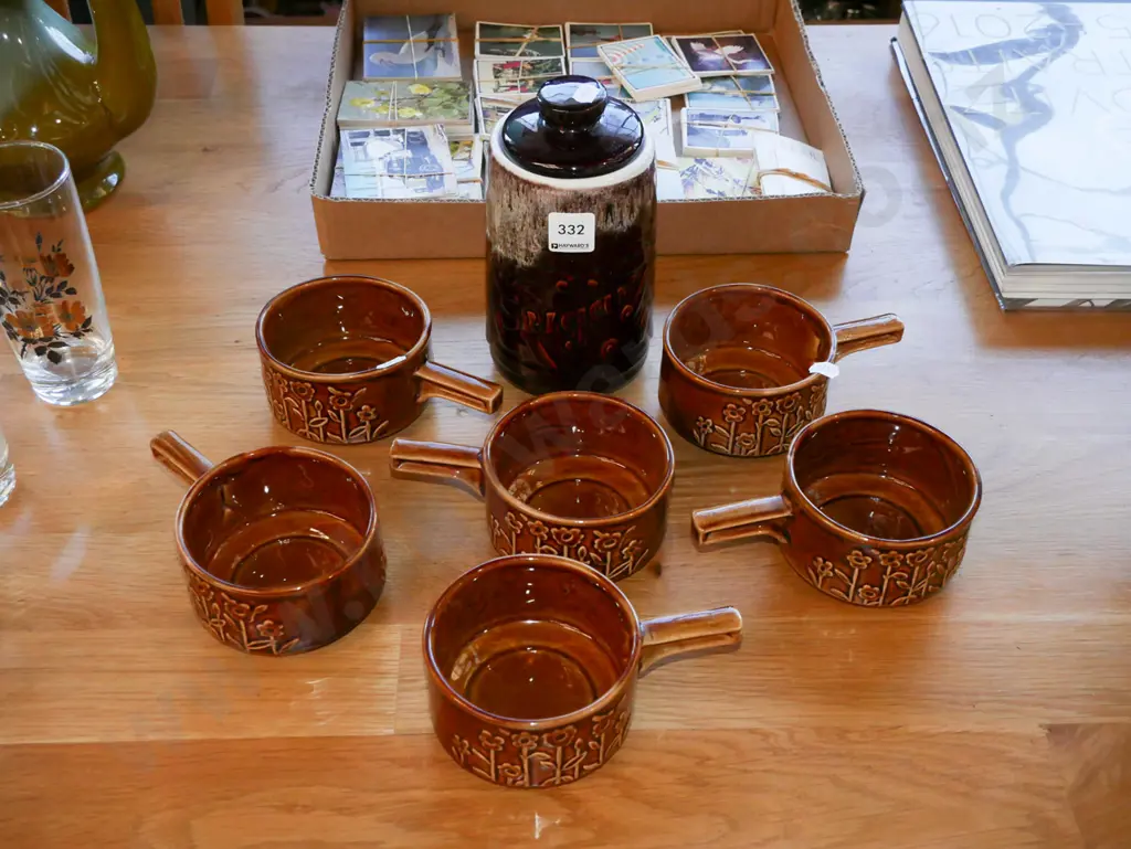 sugar canisters, Crwon Lynn short handled soup bowls Image 1++