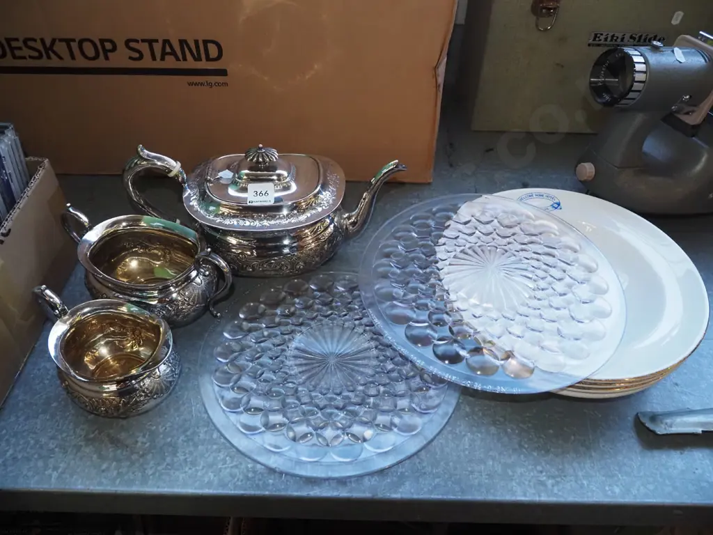 plated ware, bubble glass plates - chip to one, Lowburn Hotel soup bowls Image 1++
