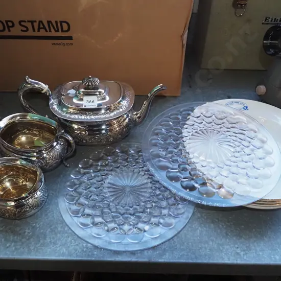 plated ware, bubble glass plates - chip to one, Lowburn Hotel soup bowls