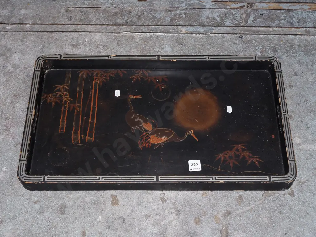 hand painted Asian lacquer tray Image 1++
