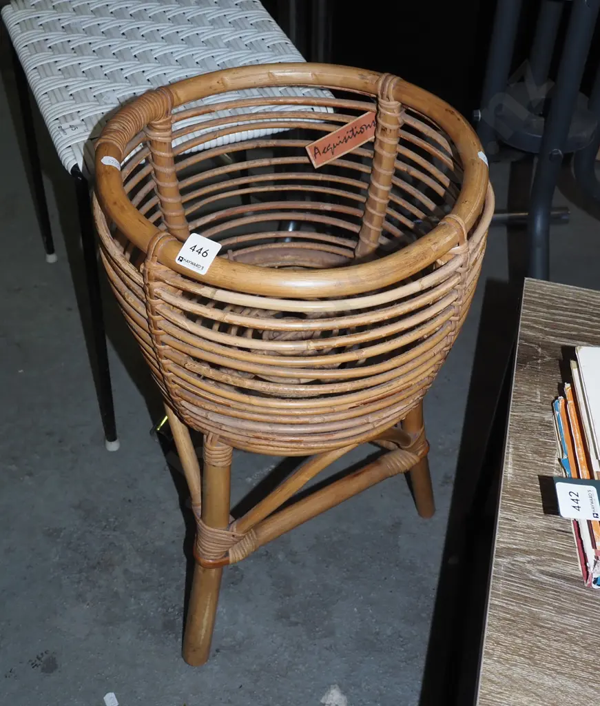 bamboo and cane jardiniere stand Image 1++