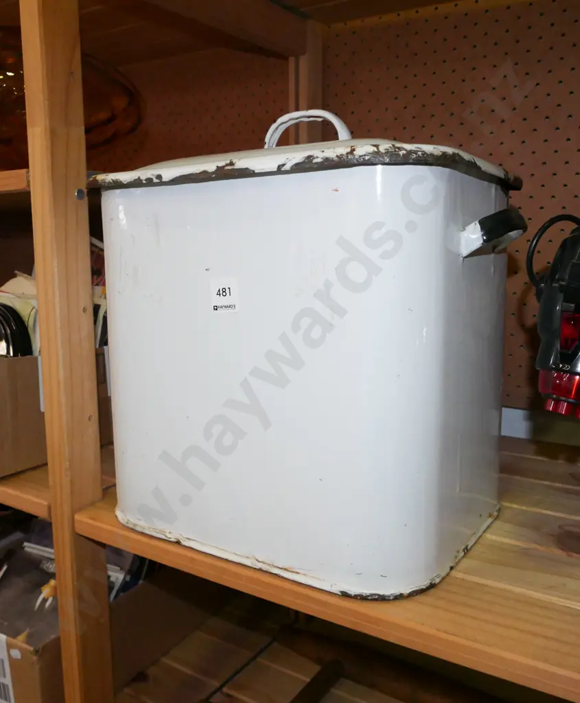 enamel lidded bin H-360 Image 1++